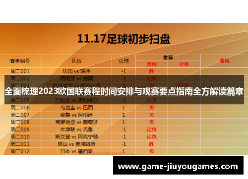 全面梳理2023欧国联赛程时间安排与观赛要点指南全方解读篇章
